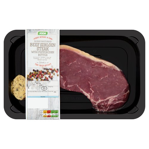 Asda 21 Day Matured Beef Sirloin Steak with Peppercorn Butter 215g