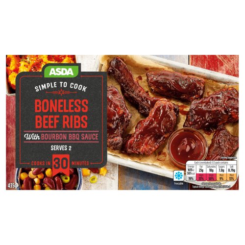 Asda Boneless Beef Ribs with Bourbon BBQ Sauce 435g Really Good Culture