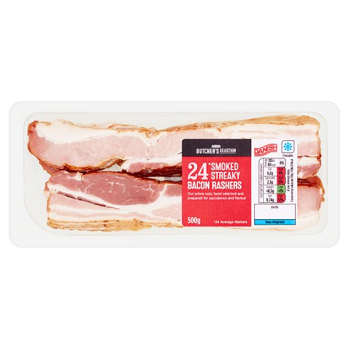 Asda Butcher's Selection Smoked Streaky Bacon Rashers 500g Really