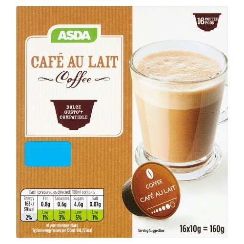 Asda Café Au Lait Coffee 16 x 10g (160g)
