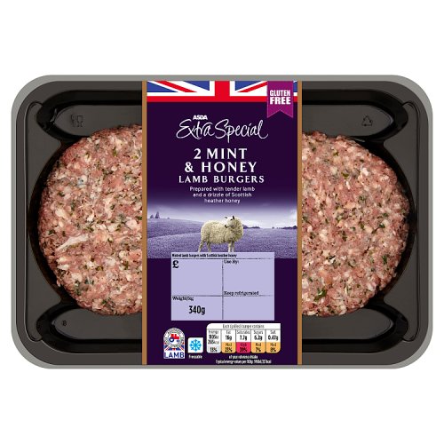 Asda Extra Special 2 Mint & Honey Lamb Burgers 340g Really Good Culture