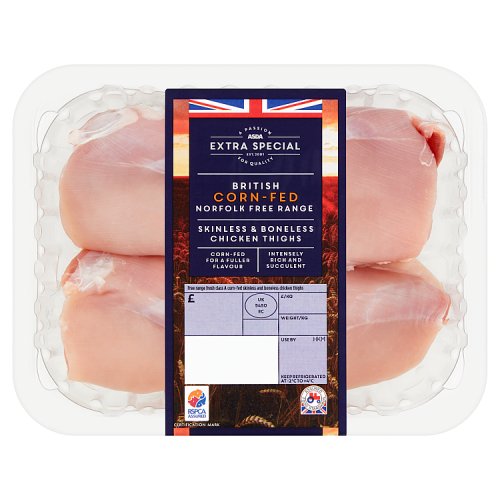 Asda Extra Special British Corn-Fed Norfolk Free Range Skinless & Boneless Chicken Thighs