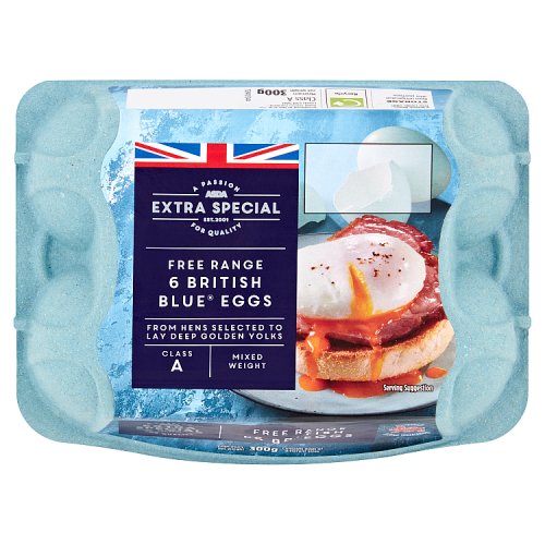 Asda Extra Special Free Range 6 British Blue Eggs 300g