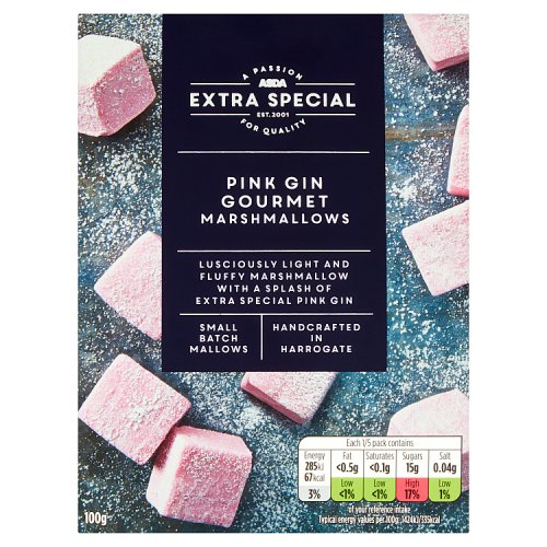 Asda Extra Special Pink Gin Gourmet Marshmallows 100g