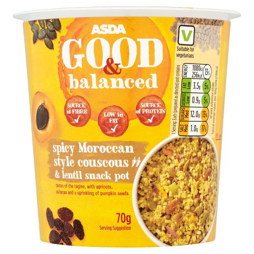 Asda Good & Balanced Spicy Moroccan Style Couscous & Lentil Snack Pot 70g