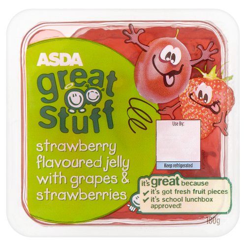 Asda Great Stuff Strawberry Flavoured Jelly with Grapes & Strawberries 180g