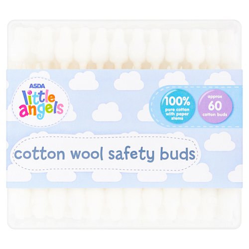 Asda Little Angels 60 Cotton Wool Safety Buds