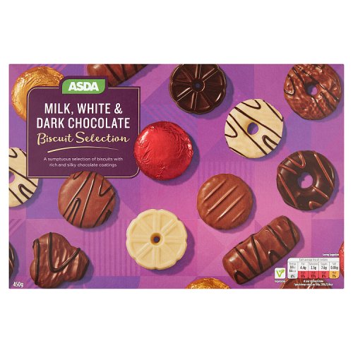 Asda Milk, White & Dark Chocolate Biscuit Selection 450g