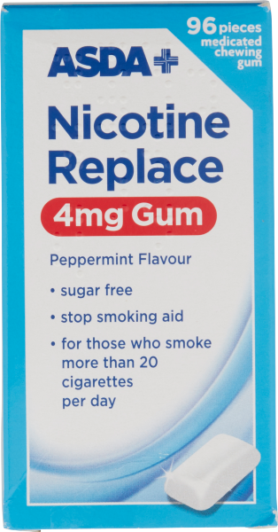 Asda Nicotine Replace 4mg Gum Peppermint Flavour 96 Pieces