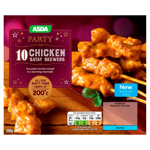 Asda Party 10 Chicken Satay Skewers 200g