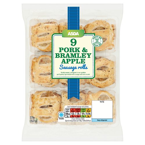 Asda Pork & Bramley Apple Sausage Rolls 9 x 31g (279g)