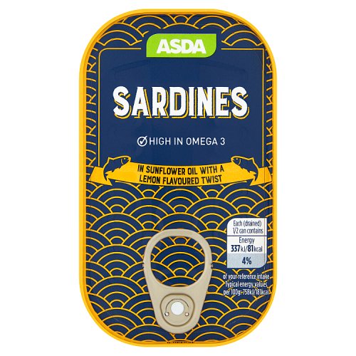 Asda Sardines in Sunflower Oil with a Lemon Flavoured Twist 120g