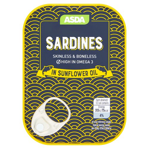 Asda Skinless and Boneless Sardines in Sunflower Oil 106g Really Good