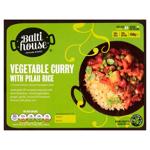 Balti House Punjabi Dishes Vegetable Curry with Pilau Rice 450g