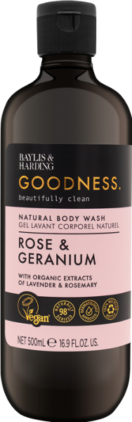 Baylis & Harding Goodness Rose & Geranium Natural Body Wash 500ml