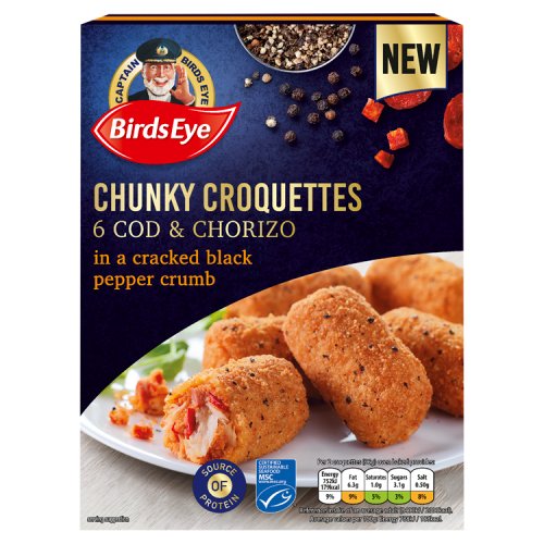 Birds Eye 6 Cod & Chorizo in a Cracked Black Pepper Crumb Chunky Croquettes 288g