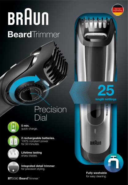 Braun Beard Trimmer BT5090 - Ultimate precision for the perfect beard style with 0.5mm step sizes