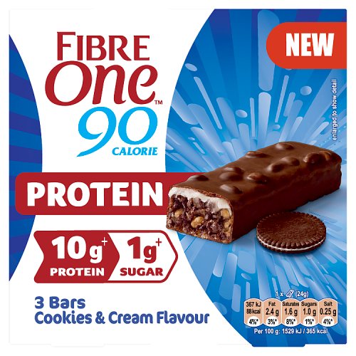 Fibre One 90 Calorie Cookies & Cream Protein High Fibre Bars 3 x 24g