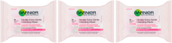 Garnier Micellar Face Wipes Sensitive Skin 25 Wipes (3 Pack)