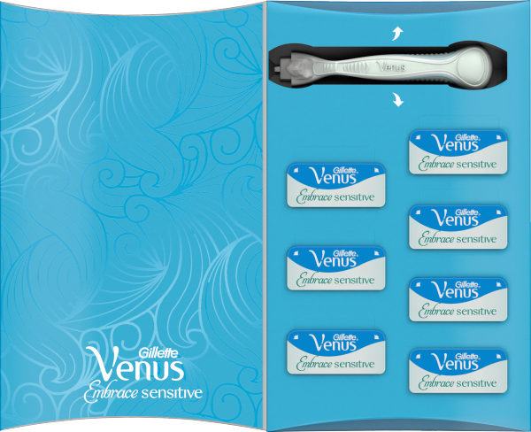 Gillette Venus Embrace Sensitive Women's Razor + 6 Additional Blades