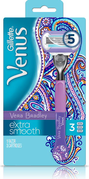 Gillette Venus Vera Bradley Extra Smooth Razor + 2 blades