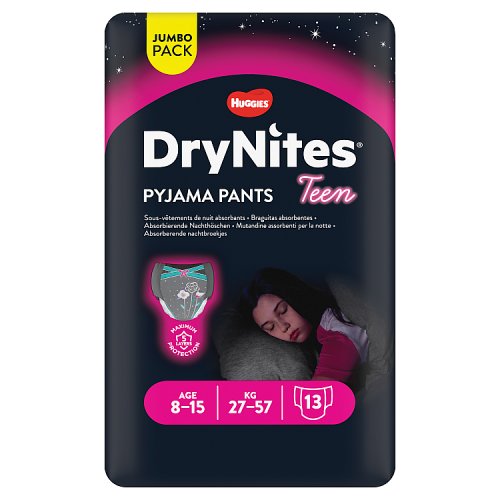 Huggies DryNites Pyjama Pants Teen 8-15 Age (27-57kg) 13 Pants