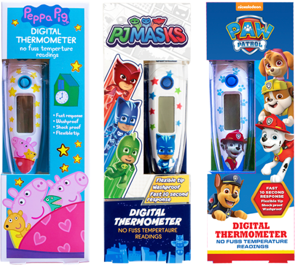 Kids digital thermometers peppa pig pj masks or paw patrol really