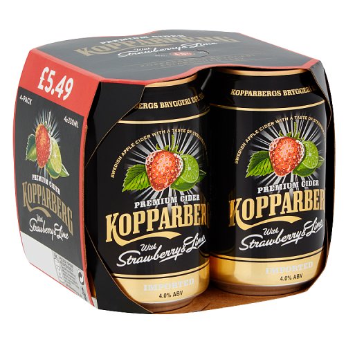 Kopparberg Premium Cider with Strawberry Lime 4 x 330ml