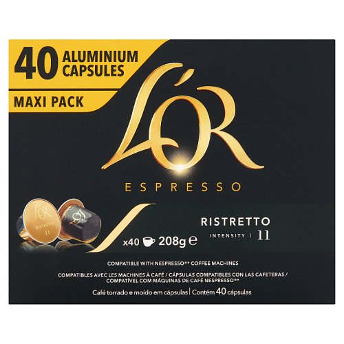 L'OR Espresso Ristretto Intensity 11 Aluminium Coffee Pods x40