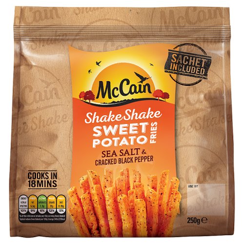 McCain Shake Shake Sweet Potato Fries Sea Salt & Cracked Black Pepper 250g