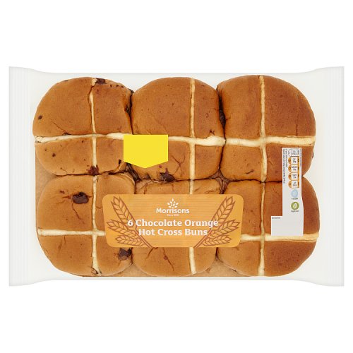 Morrisons 6 Chocolate Orange Hot Cross Buns