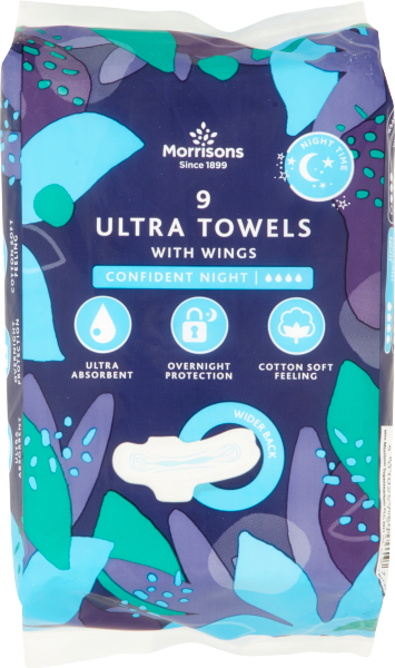 Morrisons 9 Confident Night Ultra Towels with Wings