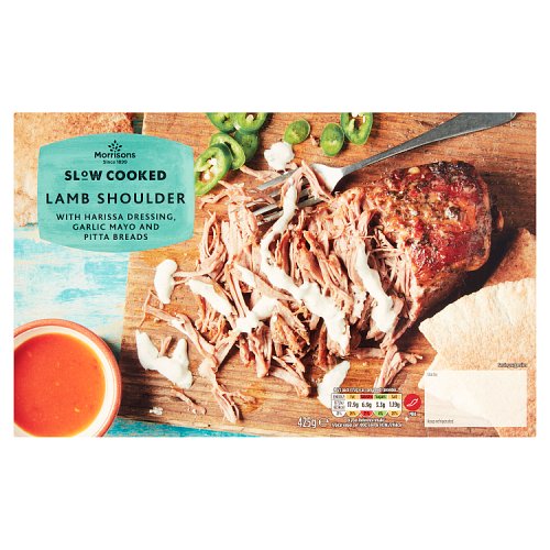 Morrisons Slow Cooked Lamb Shoulder with Harissa Dressing, Garlic Mayo