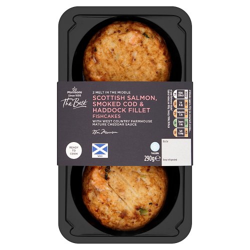 Morrisons The Best 2 Melt in the Middle Scottish Salmon, Smoked Cod & Haddock Fillet Fishcakes 290g