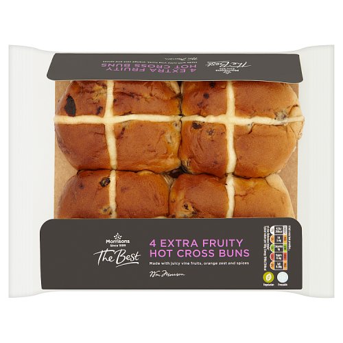 Morrisons The Best 4 Extra Fruity Hot Cross Buns