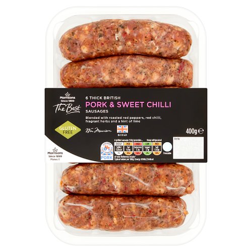 Morrisons The Best 6 Thick British Pork & Sweet Chilli Sausages 400g Really Good Culture