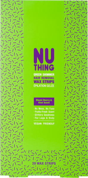 Nuthing Green Shimmer Hair Removal Wax Strips Black Cherry & Kiwi Scent 20 Wax Strips