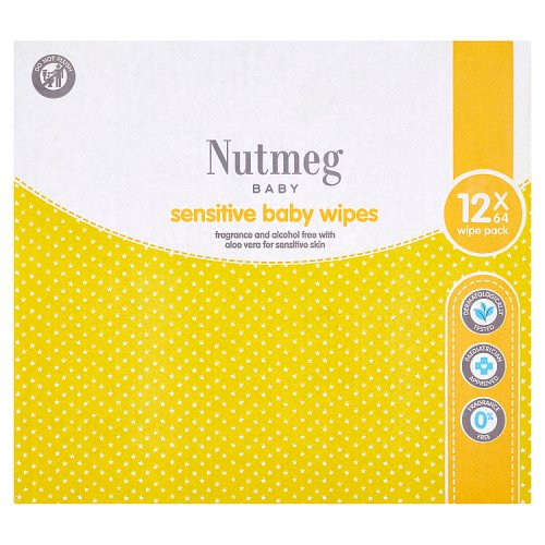 Nutmeg Baby Sensitive Baby Wipes 12 x 64 Wipe