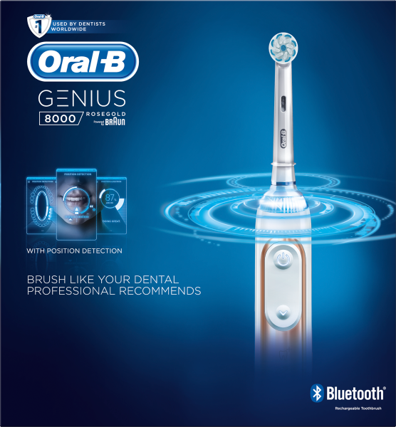 Oral-B Genius 8000 Rosegold Electric Toothbrush Powered by Braun