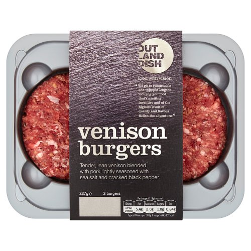 Out Land Dish 2 Venison Burgers 227g
