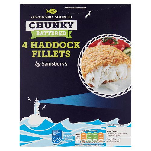 Sainsbury's 4 Chunky Battered Haddock Fillets 500g Really Good Culture