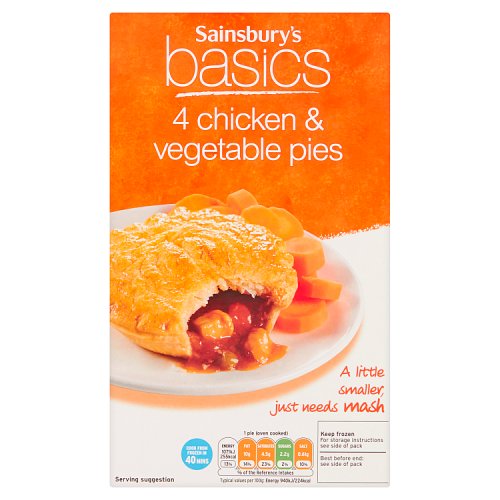 Sainsbury's Basics 4 Chicken & Vegetable Pies 484g