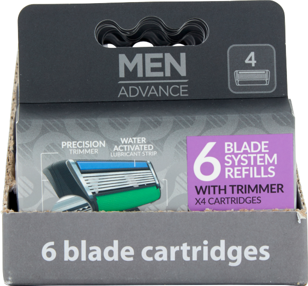 Sainsbury's Men Advance 6 Blade System Refills with Trimmer 4 Cartridges