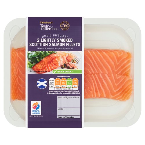 Sainsbury's Taste the Difference 2 Lightly Smoked Scottish Salmon Fillets 240g