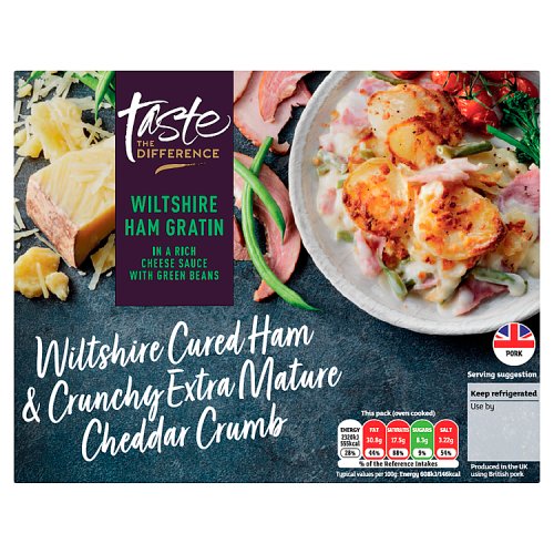 Sainsbury's Taste the Difference Wiltshire Ham Gratin in a Rich Cheese Sauce with Green Beans