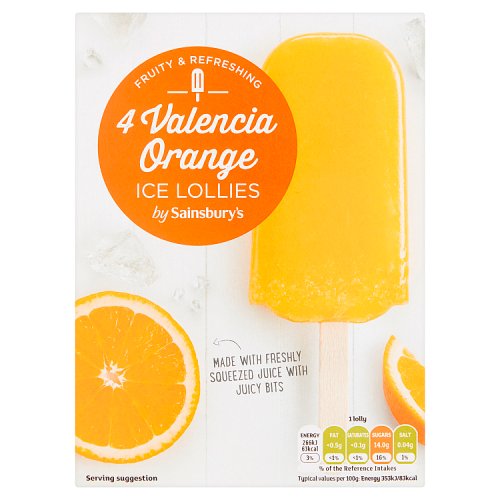 Sainsbury's Valencia Orange Ice Lollies 4 x 75g (300g)