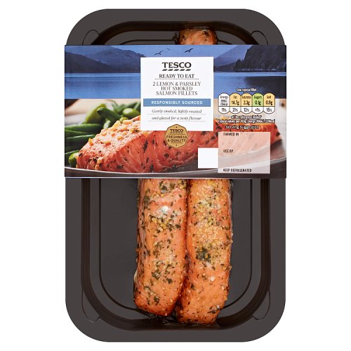 Tesco 2 Lemon & Parsley Hot Smoked Salmon Fillets 180g