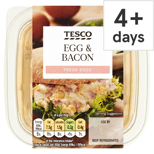 Tesco Egg & Bacon Sandwich Filler 250G Really Good Culture