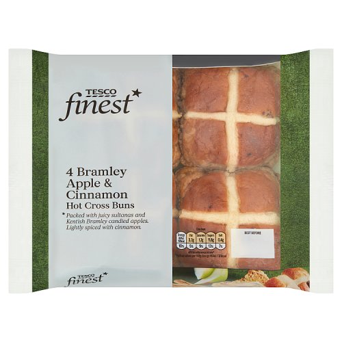 Tesco Finest 4 Apple & Cinnamon Hot Cross Buns