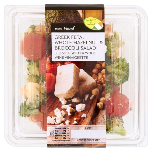 Tesco Finest Greek Feta, Whole Hazelnut & Broccoli Salad Dressed with a White Wine Vinaigrette 230g